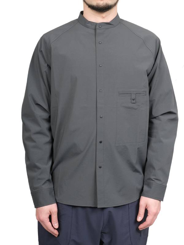 ソフトシェルのバンドカラーシャツ #ケシズミイロ [021055]｜AXESQUIN