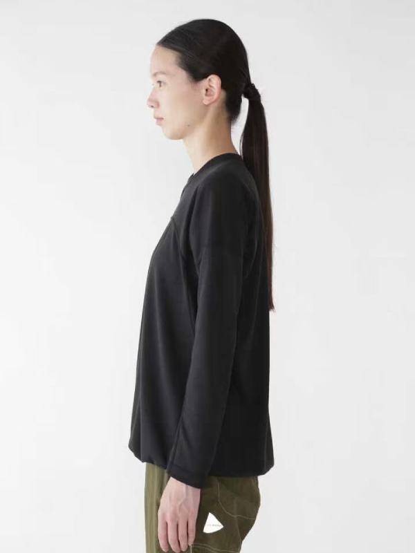 Women's power dry jersey LS T #010/black [4164136]｜and wander