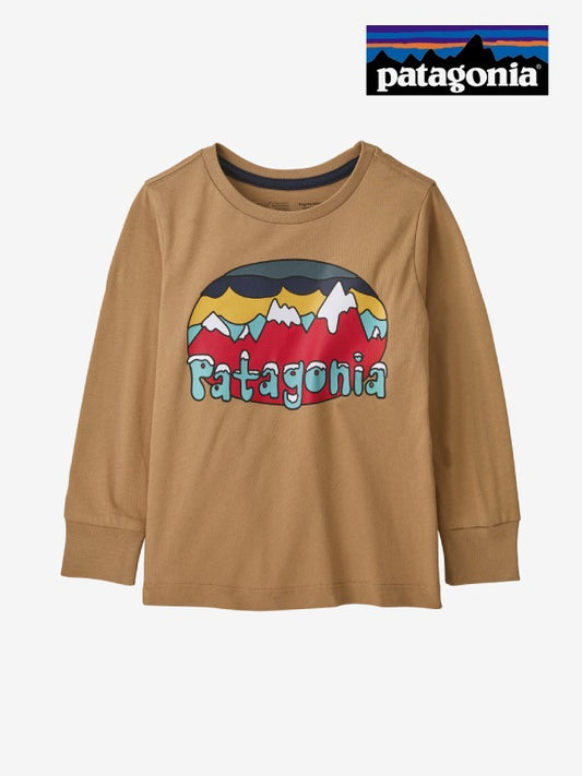 Baby Long-Sleeved Regenerative Organic Certified Cotton Fitz Roy Flurries T-Shirt #GRBN [60372]｜patagonia