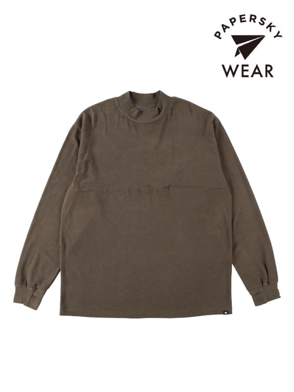 SKIN WARM MOCKNECK LONG T-SHIRT #KHAKI | PAPERSKY WEAR