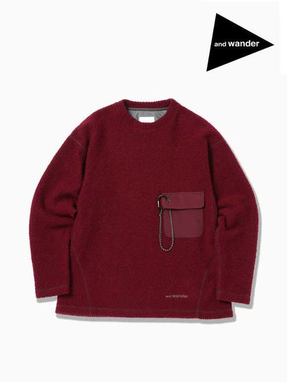 Women's re wool JQ crew neck #bordeaux [5743284061] ｜andwander