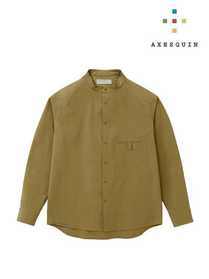 Soft shell band collar shirt #Uguisucha [021055] | AXESQUIN
