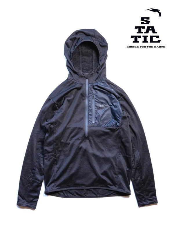 ADRIFT HALF ZIP HOODY #Black｜STATIC