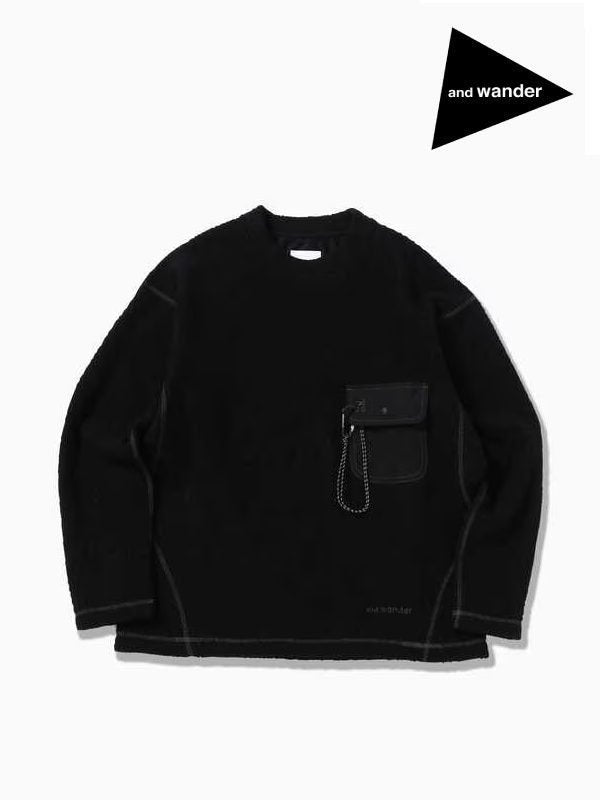re wool JQ crew neck #black [5743284061] ｜andwander