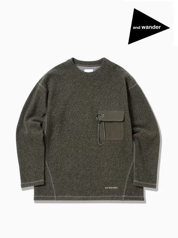 re wool JQ crew neck #khaki [5743284061] ｜andwander