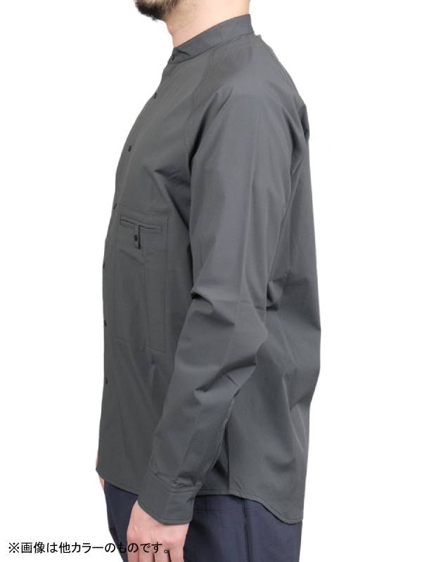 ソフトシェルのバンドカラーシャツ #ウグイスチャ [021055]｜AXESQUIN