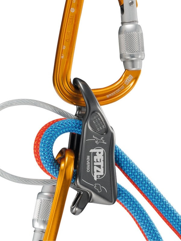[14点セット] PETZL reverso4 レベルソ ブラックダイヤモンド ビレイデバイス DMM エイト環 ハーケン スリング 登山 クライミング 高所作業 ルベルソ #グレー [D017AA00]｜PETZL – moderate