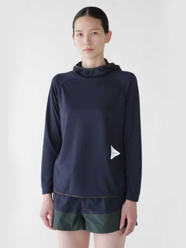 Women's power dry jersey LS hoodie #120/navy [4164133]｜and wander