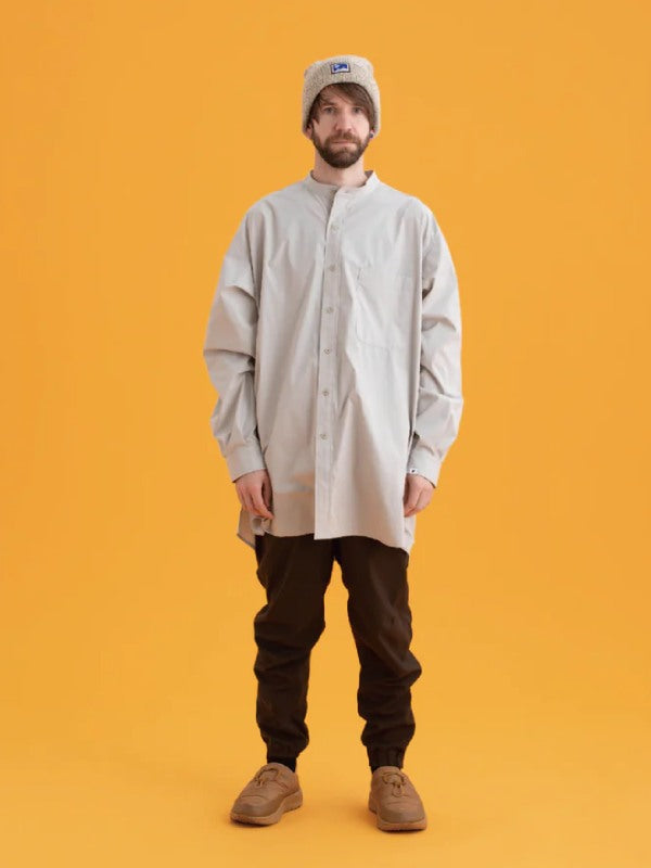 RELAX CAVE TYPEWRITER LONG BIG SHIRT #LIGHT KHAKI [PS232016]｜PAPERSKY WEAR