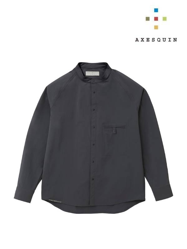 Soft shell band collar shirt #poppy color [021055] | AXESQUIN