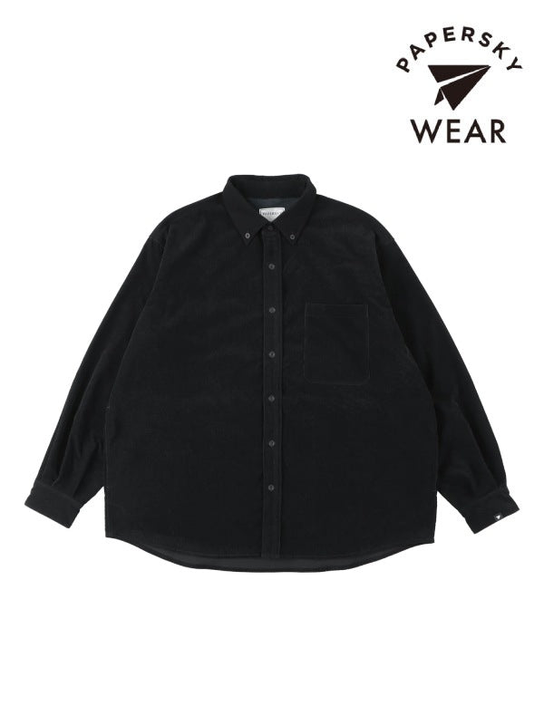 HIKE&BIKE CAVE CORDUROY BIG SHIRT #BLACK｜PAPERSKY WEAR