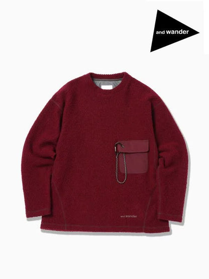 re wool JQ crew neck #bordeaux [5743284061] ｜andwander