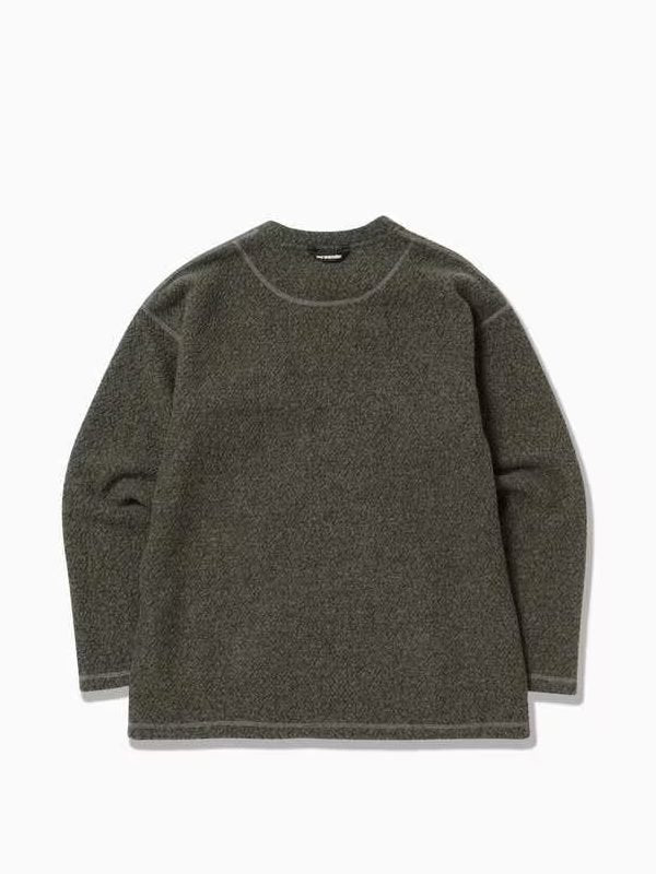 re wool JQ crew neck #khaki [5743284061] ｜andwander