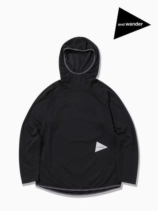 Women's power dry jersey LS hoodie #010/black [4164133]｜and wander