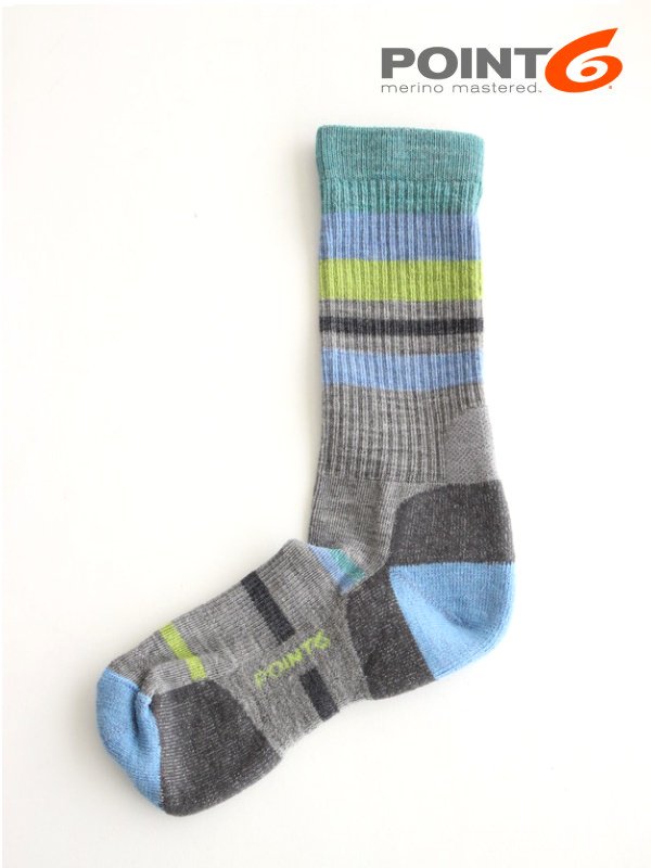 MIXED STRIPE LIGHT CREW #Stone/Coral [11-2566-280]｜POINT6