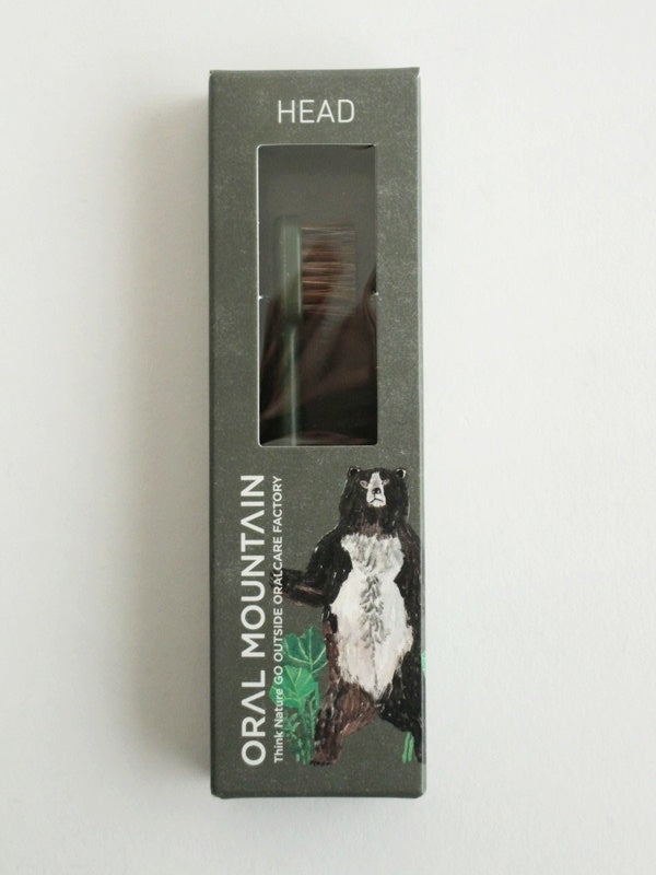 Toothbrush HEAD HYBRID BAMBOO Floral Horsehair #Olive [OM-HB-OD-03] | ORAL MOUNTAIN
